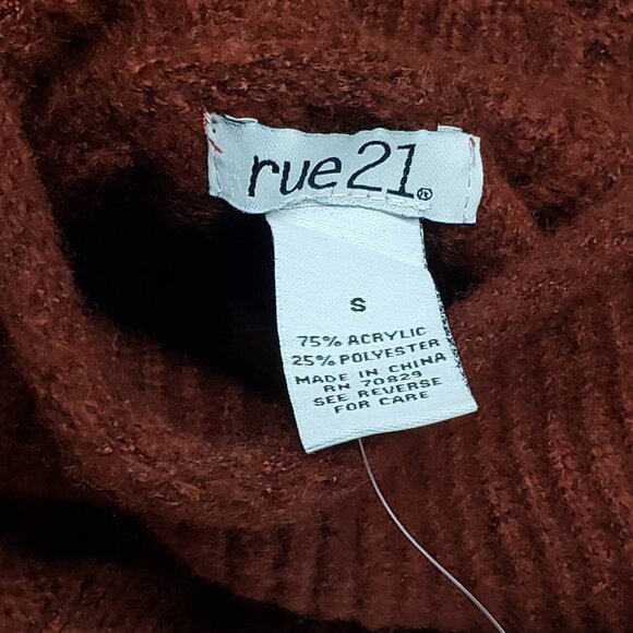 Rue21 Cropped Sweater Womens S Red Long Sleeve Raglan Turtleneck Ribbed Knit New - Picture 11 of 12